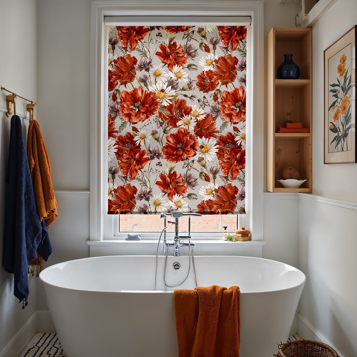 Bold Red Floral Roller Shade - Mağazam