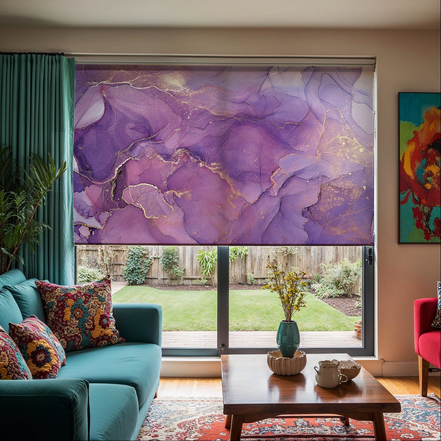 Purple Marble Art Roller Shade - Mağazam