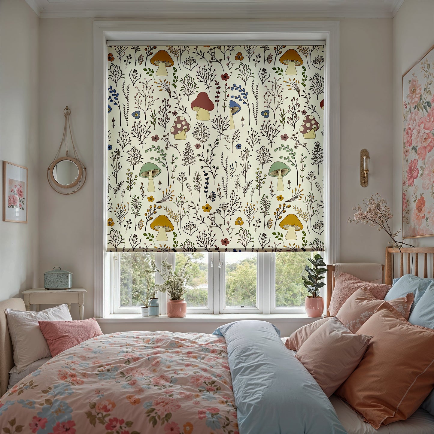 Whimsical Mushroom Roller Shade - Mağazam