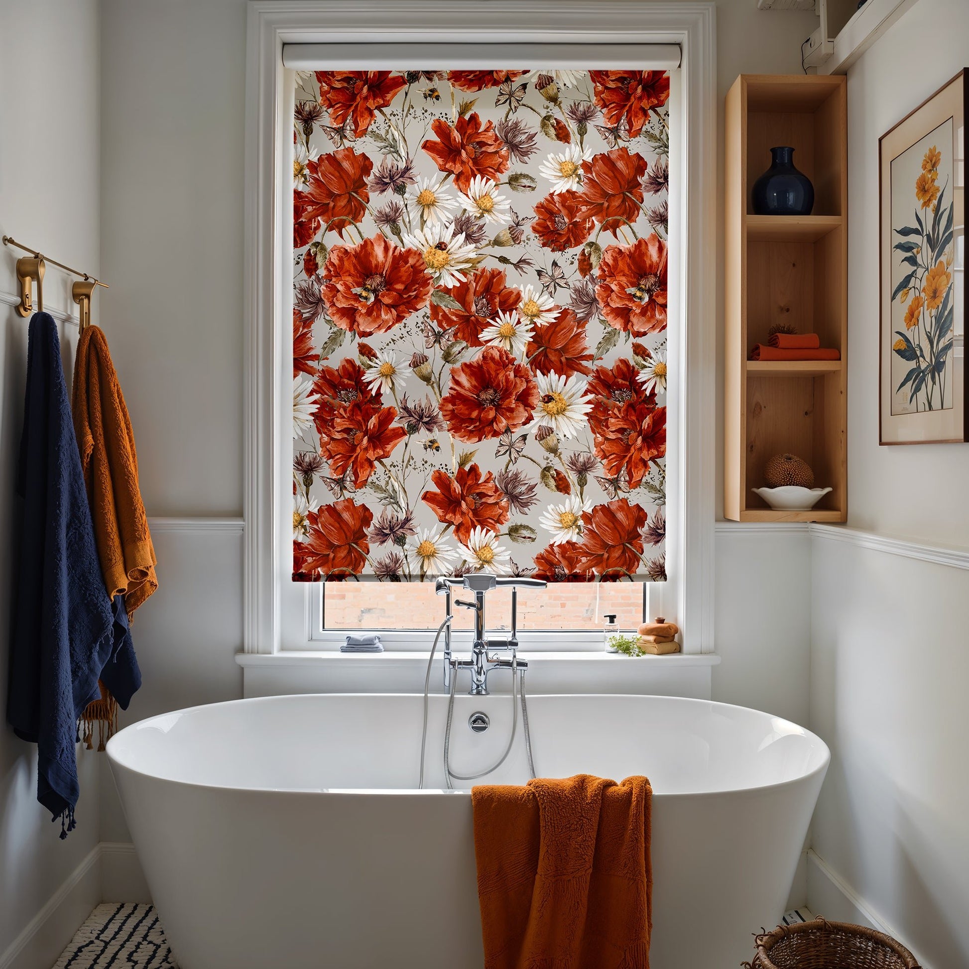 Bold Red Floral Roller Shade - Mağazam
