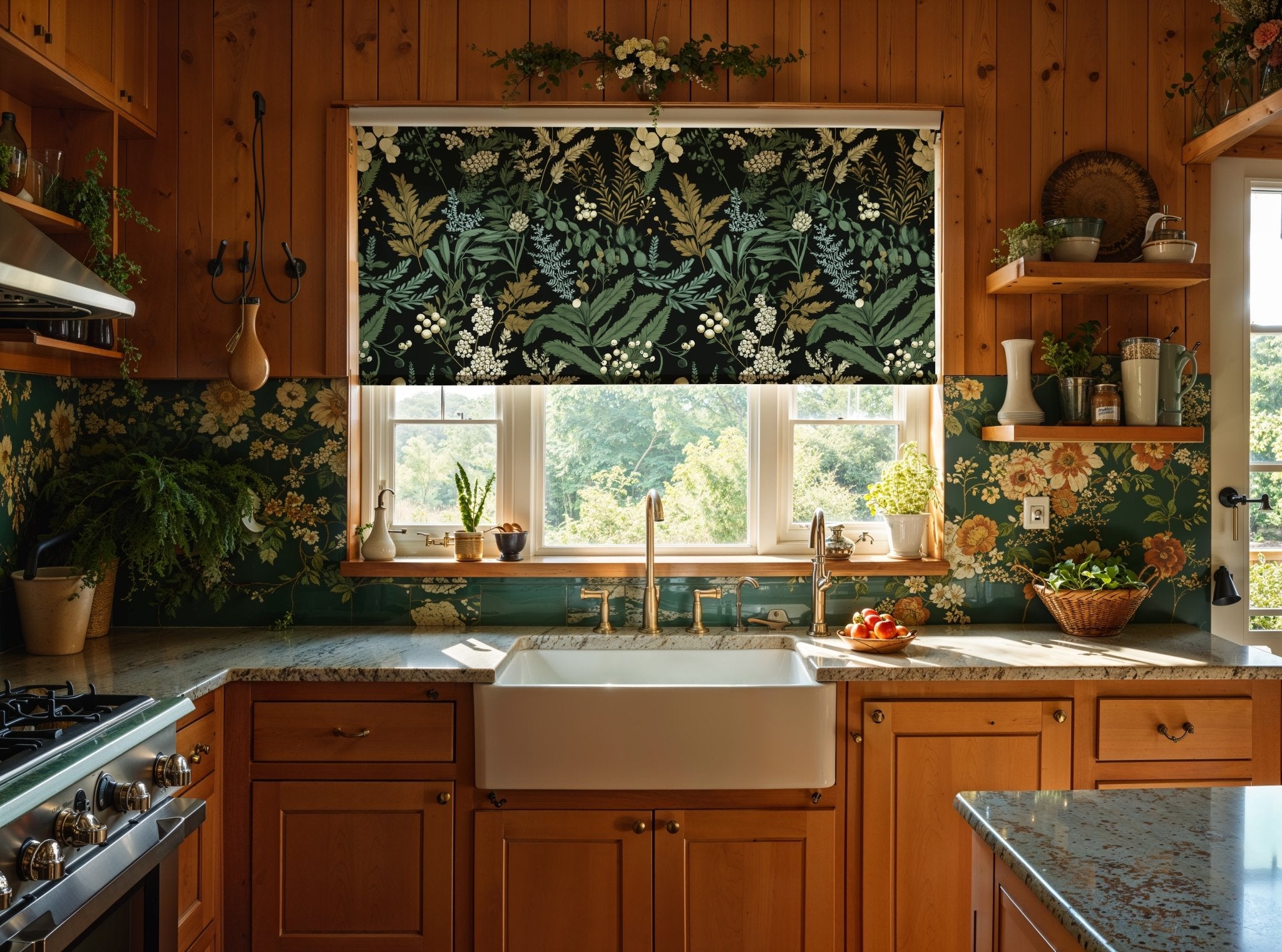 Dark Botanical Roller Shade - Mağazam