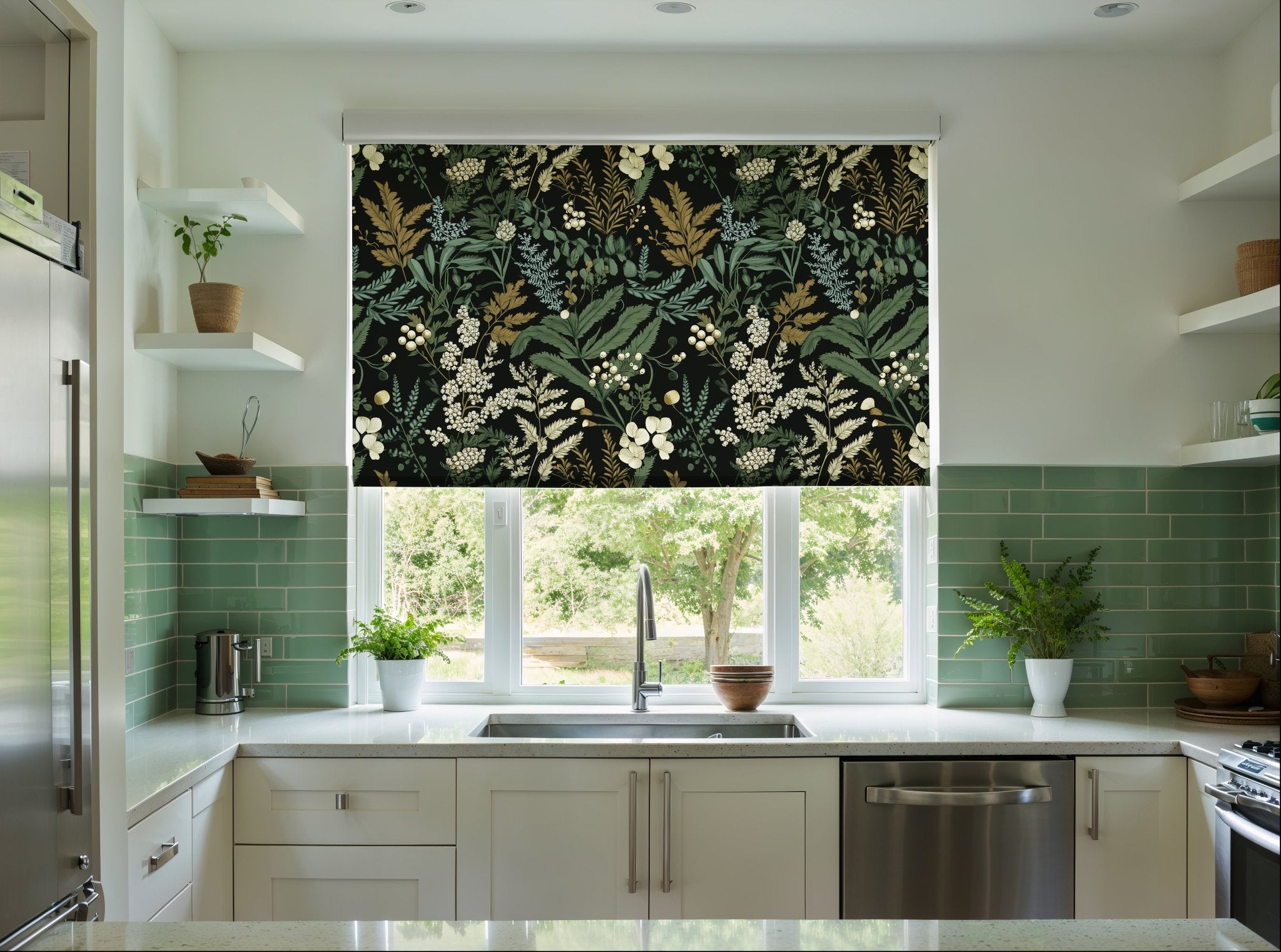 Dark Botanical Roller Shade - Mağazam