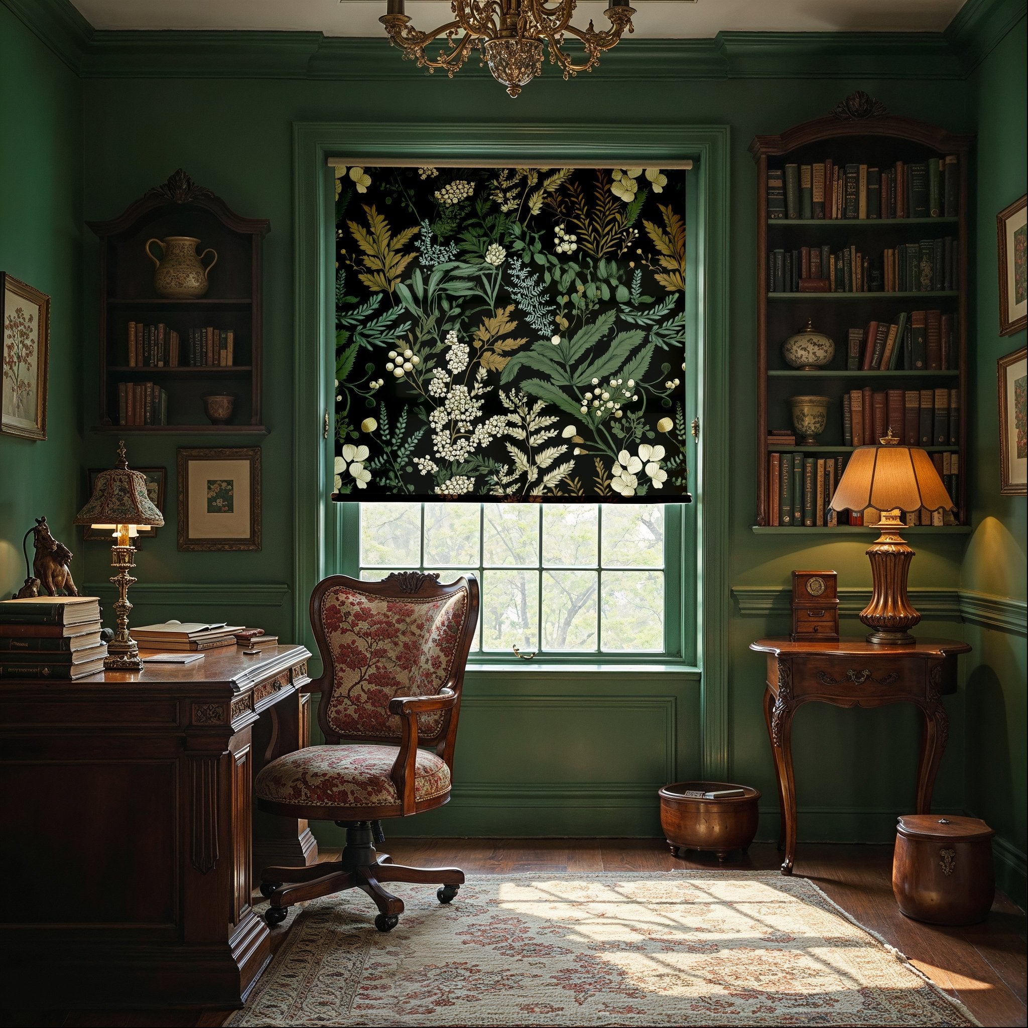 Dark Botanical Roller Shade - Mağazam