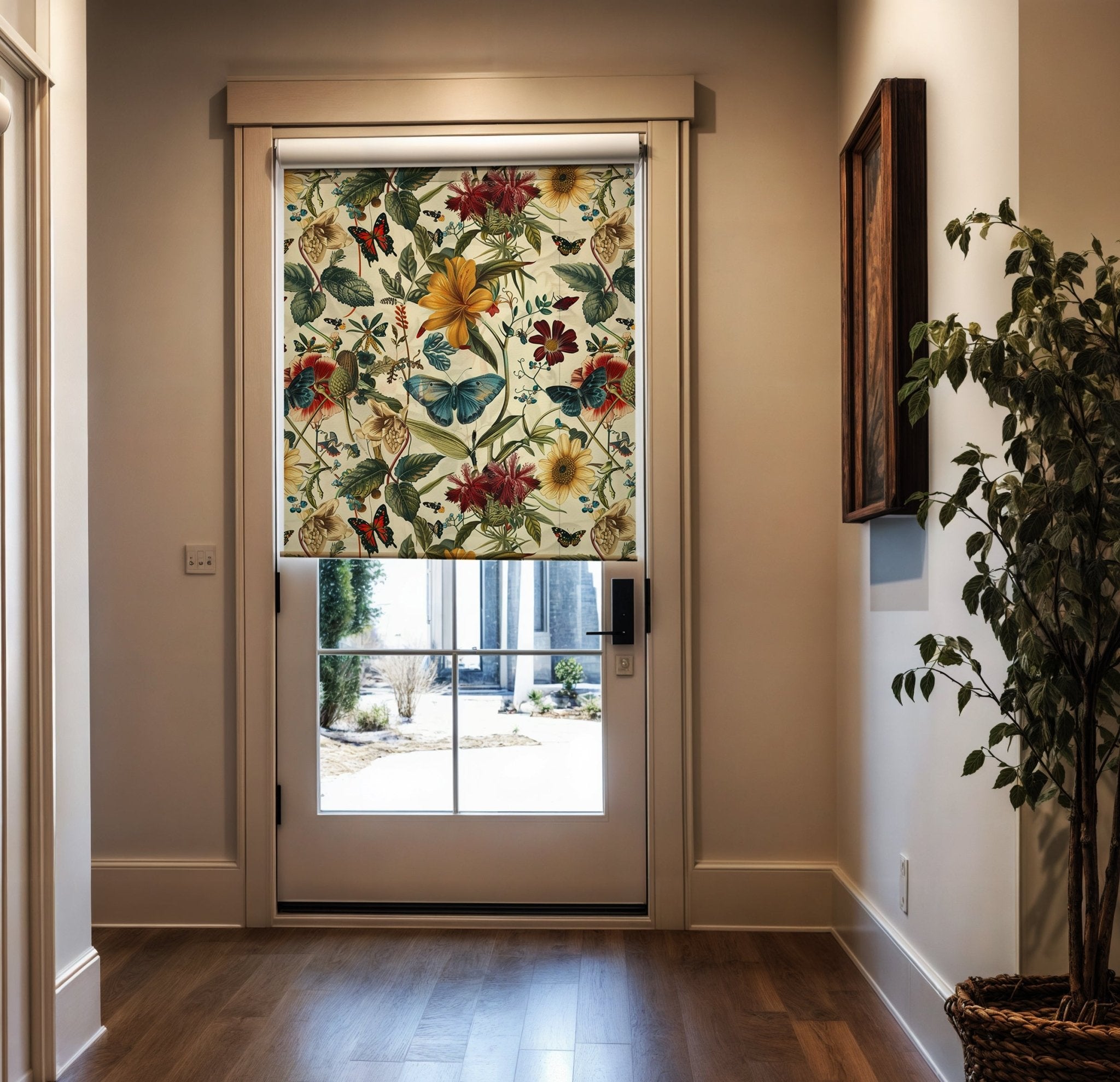 Luxury Abstract Floral & Butterfly Pattern Roller Shade - Mağazam