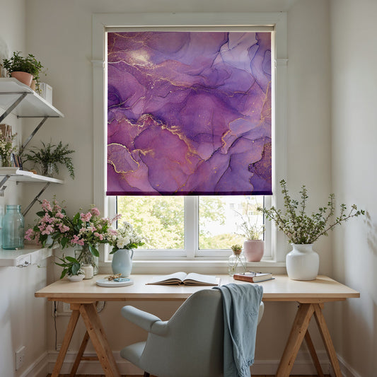 Purple Marble Art Roller Shade - Mağazam