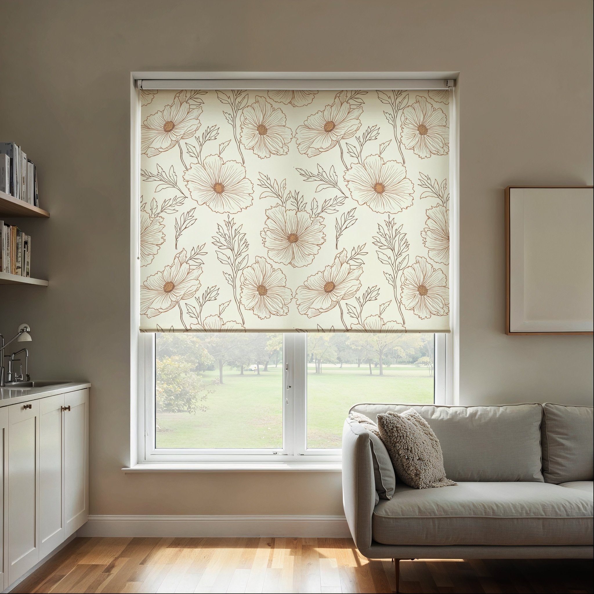 Soft Line Floral Roller Shade - Mağazam
