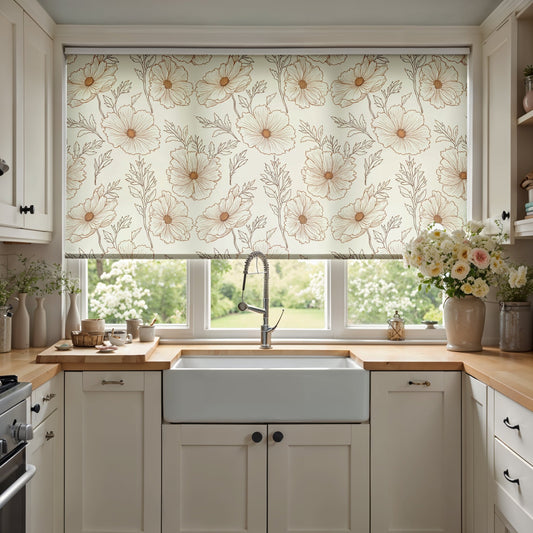 Soft Line Floral Roller Shade - Mağazam