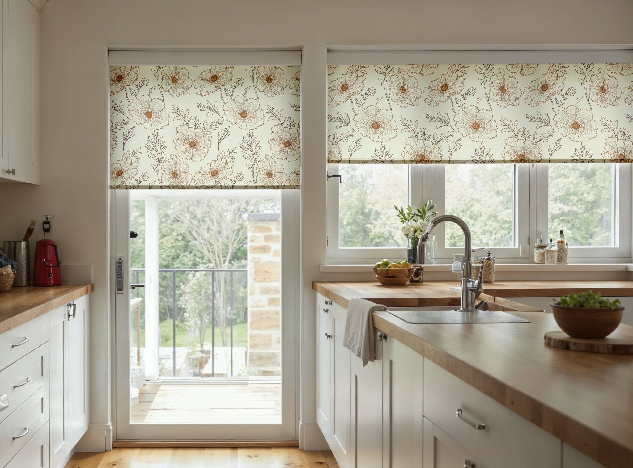 Soft Line Floral Roller Shade - Mağazam