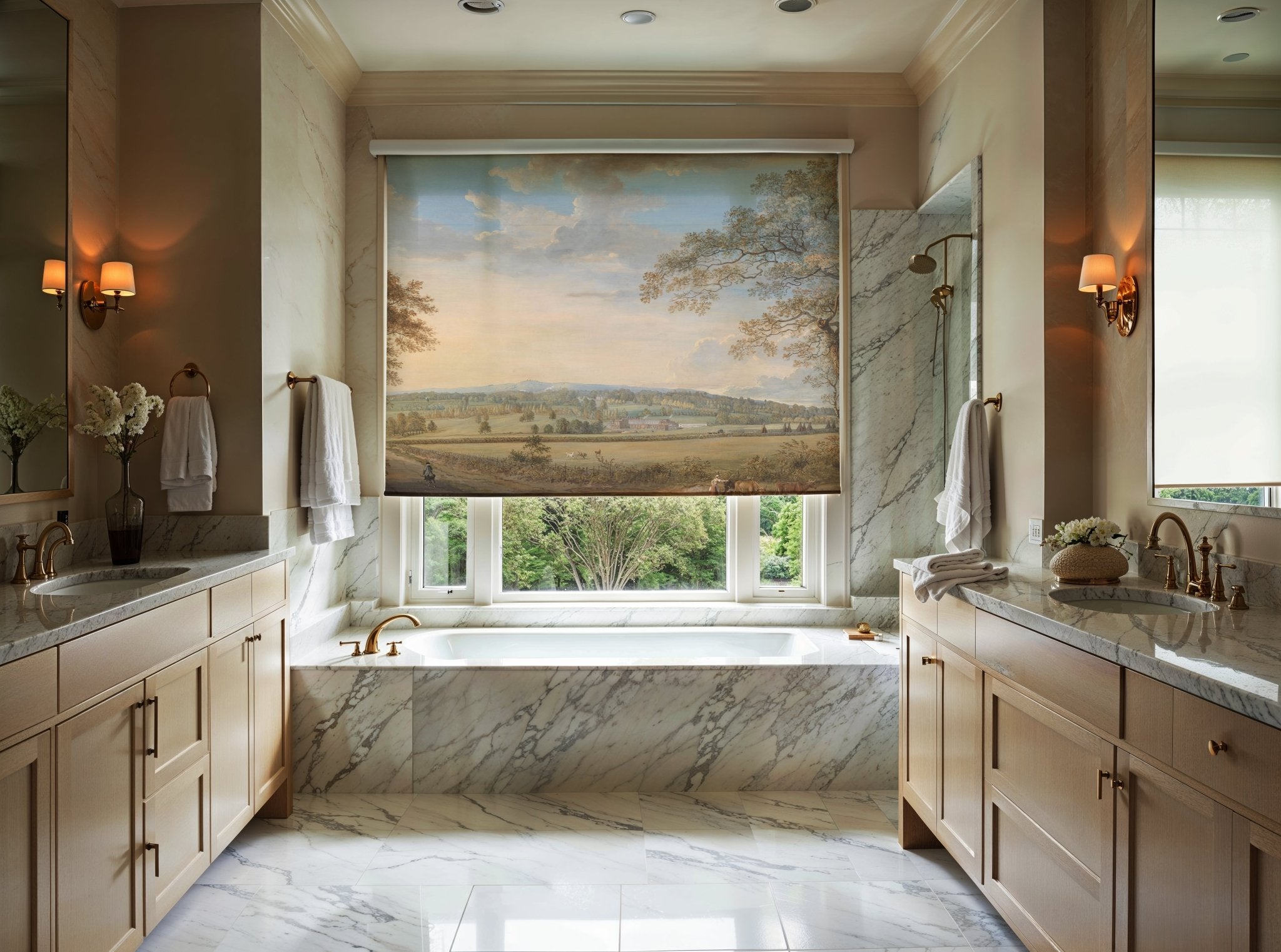 Vintage Countryside Landscape Roller Shade - Mağazam