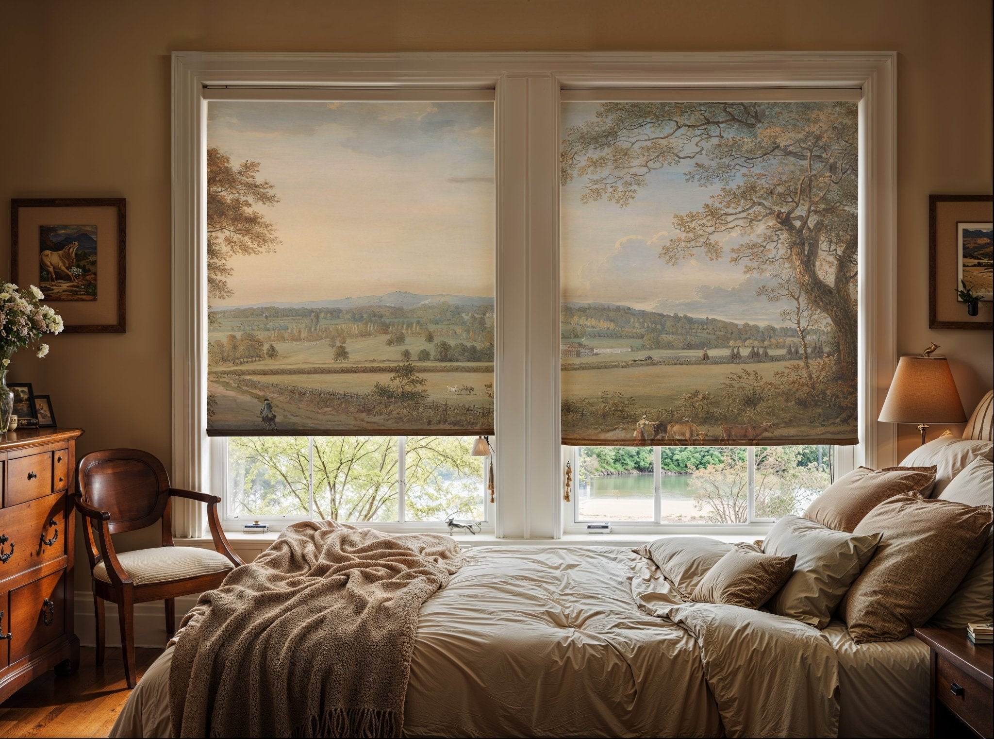 Vintage Countryside Landscape Roller Shade - Mağazam