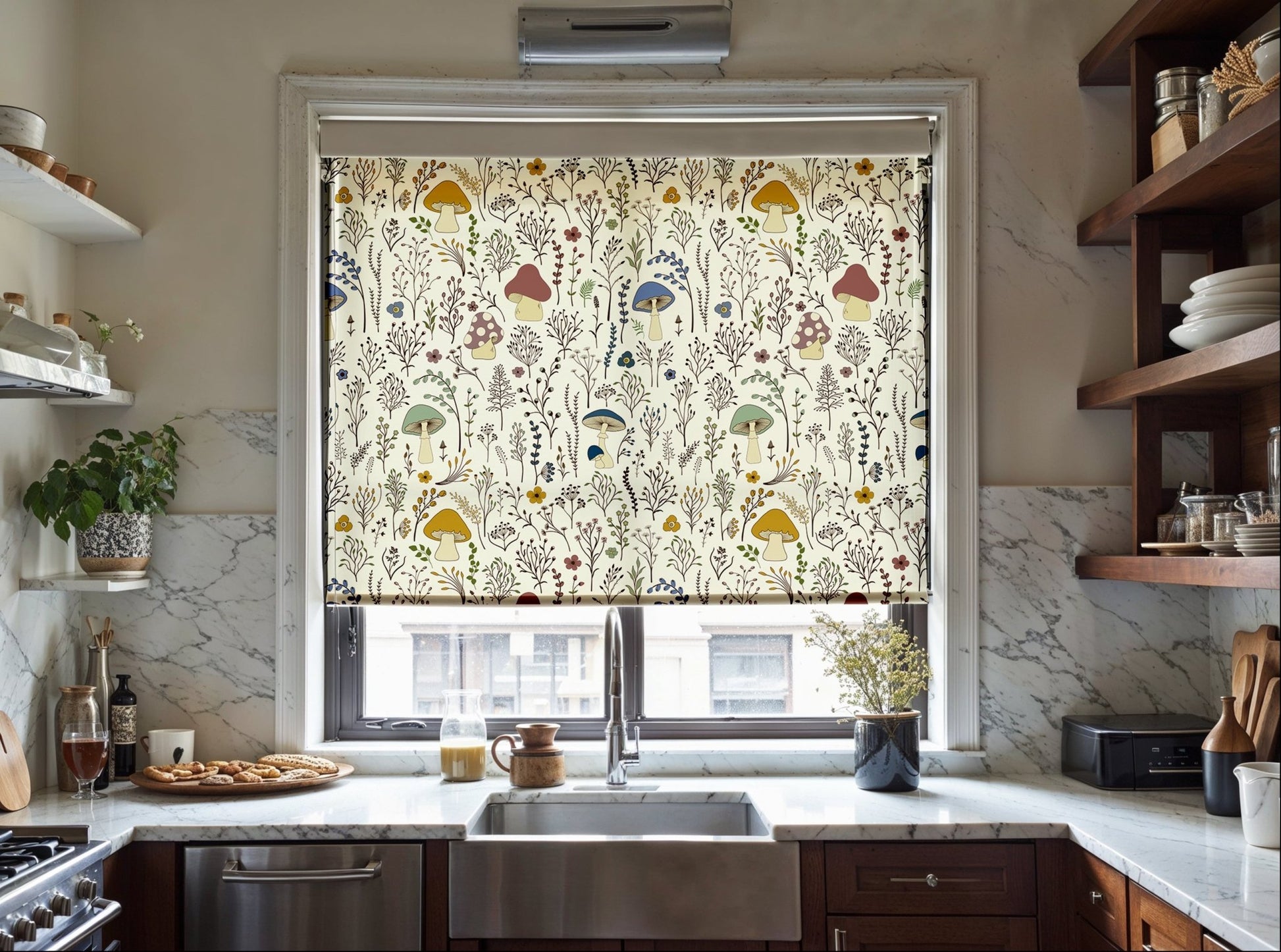 Whimsical Mushroom Roller Shade - Mağazam